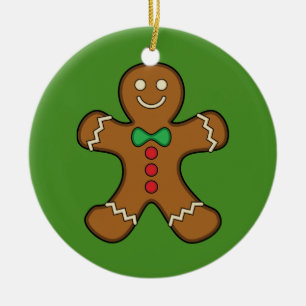 Happy Gingerbread Man Ceramic Ornament