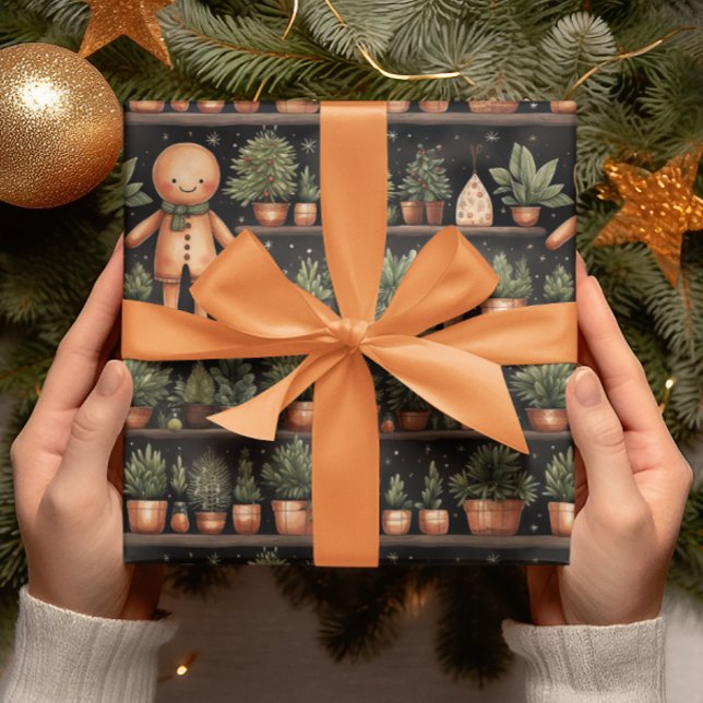 Happy Gingerbread Man Christmas Wrapping Paper (Creator Uploaded)