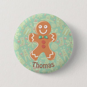 Happy Gingerbread Man Merry Christmas 2 Inch Round Button