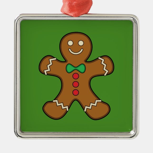Happy Gingerbread Man Metal Ornament (Front)