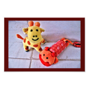 Happy Giraffe and Hippo Photo Print
