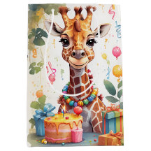 Happy Giraffe with Gifts & Cake |