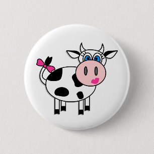 Happy Girl Cow 2 Inch Round Button
