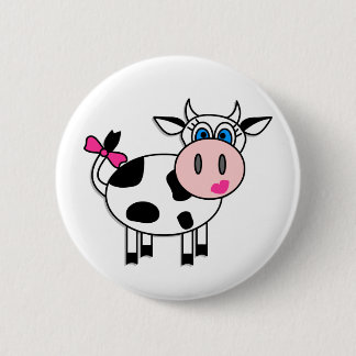 Happy Girl Cow 2 Inch Round Button