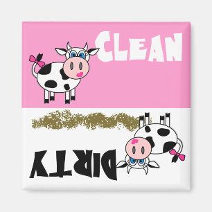 Happy Girl Cow Clean / Lave-vaisselle sale Magnet