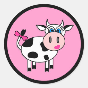 Happy Girl Cow Stickers