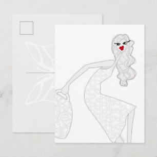 Happy Girl Dancing Glam Colouring Postcard