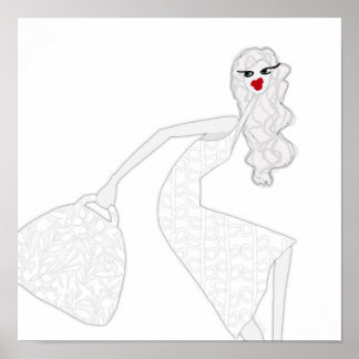 Happy Girl Dancing Glam Colouring Poster