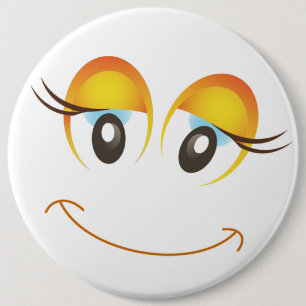 HAPPY GIRL FACE 6 INCH ROUND BUTTON