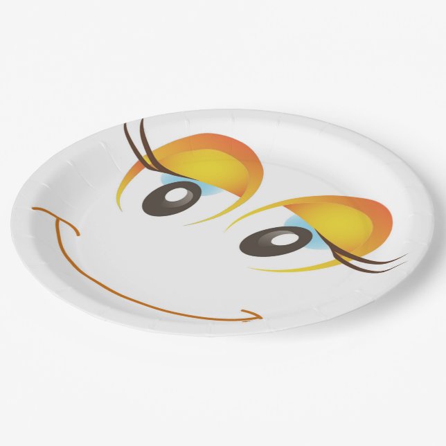 HAPPY GIRL FACE PAPER PLATE (Angled)