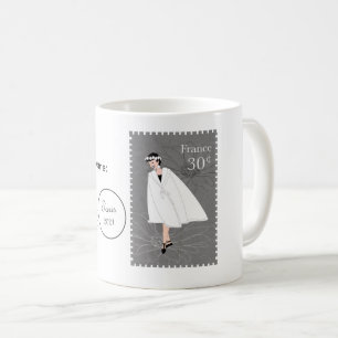 Happy Girl France Stamp Art Personnalisable Mug