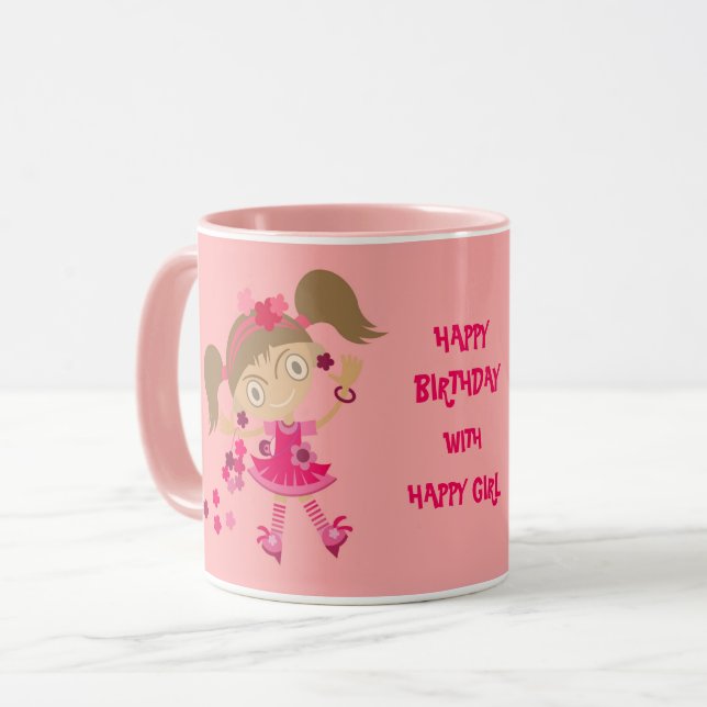 HAPPY GIRL GIFT BIRTHDAY MUG (Front Left)