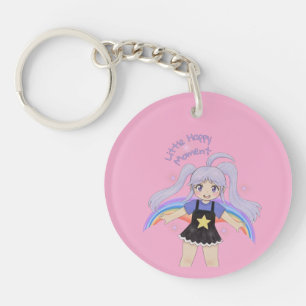 Happy Girl Hand Drawn Illustration – Little Happy  Keychain