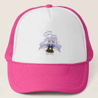 Happy Girl Hand Drawn Illustration – Little Happy Trucker Hat