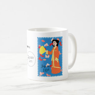 Happy Girl Japan Stamp Art Personnalisable Mug