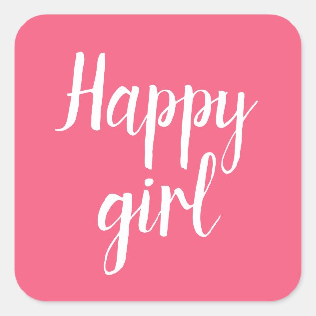 Happy girl square sticker (Front)