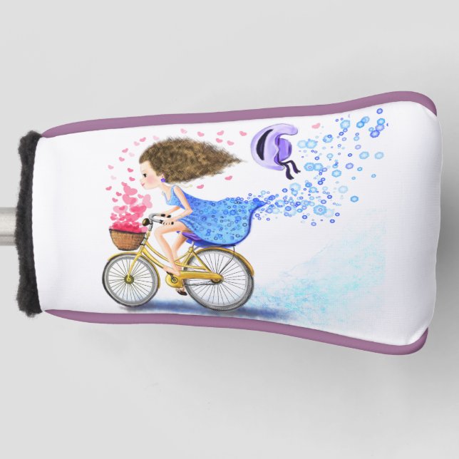 Happy Girl with Bike Golf Head Cover (Front)