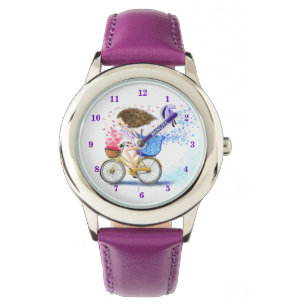 Happy Girl with Bike Watch