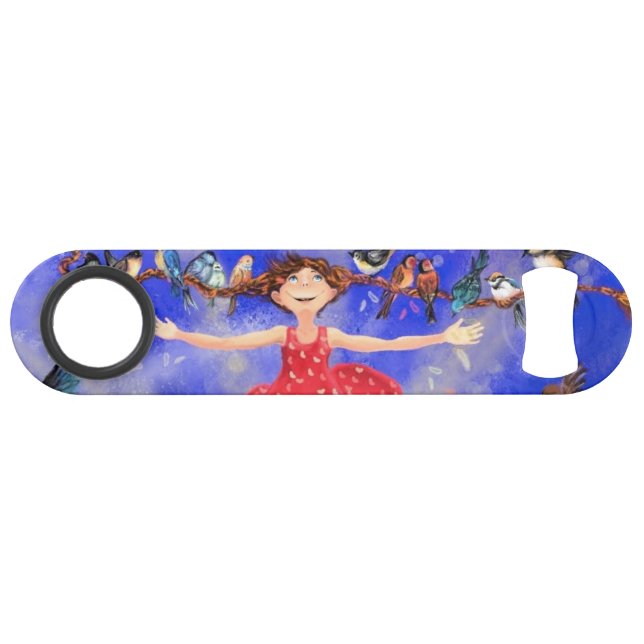 Happy Girl with Birds (Devant (Horizontal))