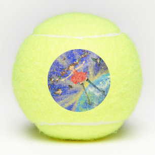 Happy Girl with Birds - Add Your Text / Name Tennis Balls