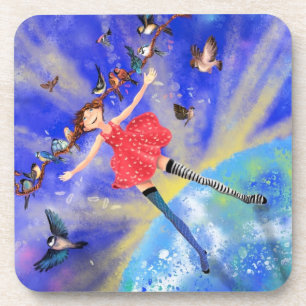 Happy Girl with Birds - Happines - Joy Coaster