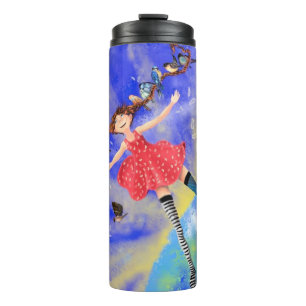Happy Girl with Birds Thermal Tumbler