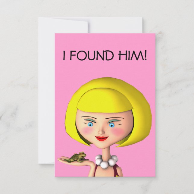 Happy Girl With Frog Prince Invitation (Front)