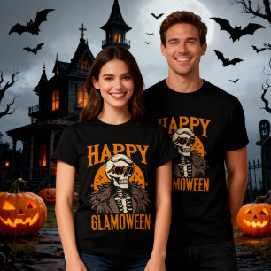 Happy Glamoween Glamourous Halloween Skeleton T-Shirt