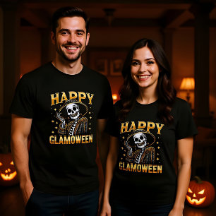Happy Glamoween Glamourous Halloween Skeleton T-Shirt