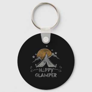 Happy Glamper Cute Glamping Camp Distressed Keychain