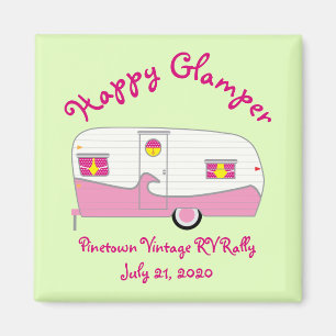 Happy Glamper Pink Vintage Canned Ham Trailer Magnet