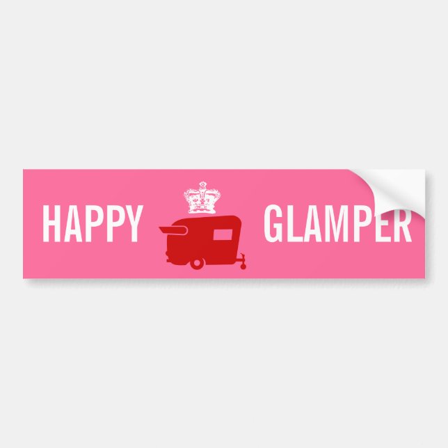 Happy Glamper - RV - Travel Trailer Humour Bumper Sticker (Front)