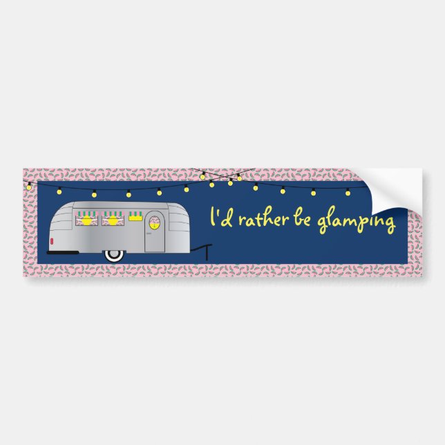 Happy Glamper Vintage Streamline Trailer Bumper Sticker (Front)