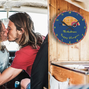 Happy Glamper Woodie Vintage Teardrop Trailer Round Clock