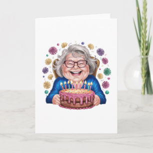 Happy Glasses Granny Bday Graphic Card