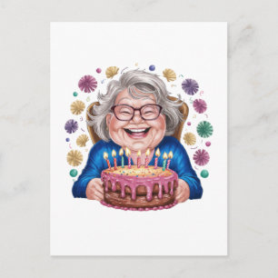 Happy Glasses Granny Bday Graphic Postcard