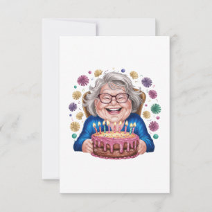 Happy Glasses Granny Bday Graphic Thank You Card
