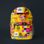 HAPPY GLITCHED Backpack<br><div class="desc">When designs collide as computers crash so are the days of our :::GLITCH::: A new take on the HAPPY artwork perfect for those with short attention spans.</div>