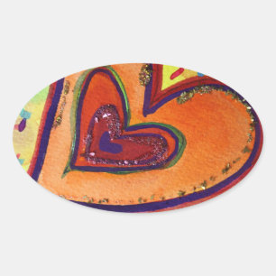 Happy Glitter Hearts Love Labels Art Stickers