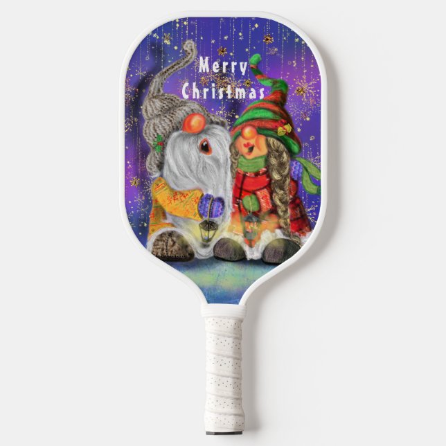 Happy Gnome Christmas Pickleball Paddle (Front)