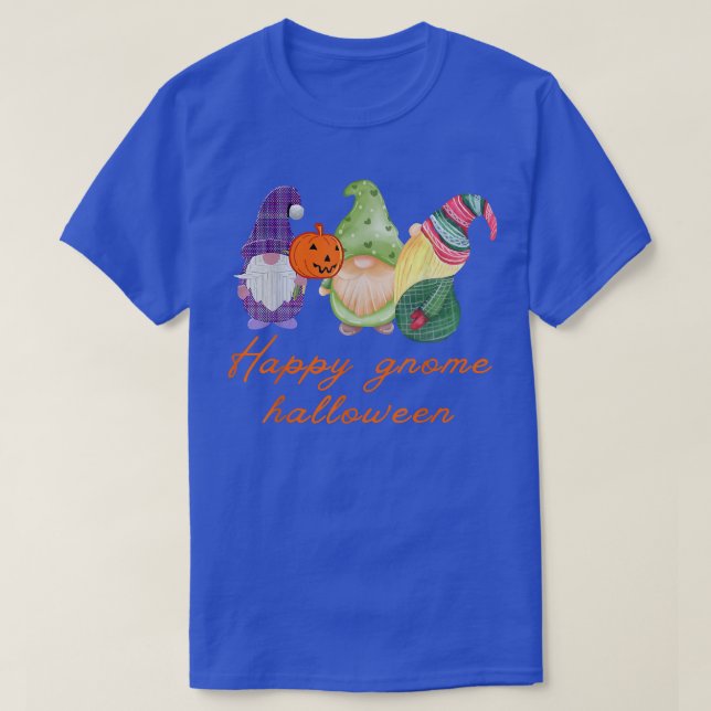 Happy Gnome Halloween Three Gnomes Funny Cute Gnom T-Shirt (Design Front)