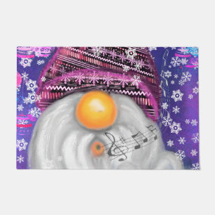 Happy Gnome In Purple Hat Sings A Christmas Song   Doormat