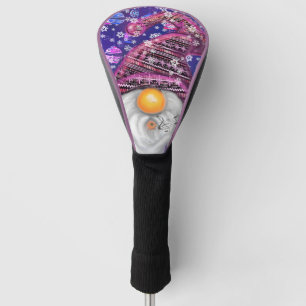 Happy Gnome In Purple Hat Sings A Christmas Song Golf Head Cover