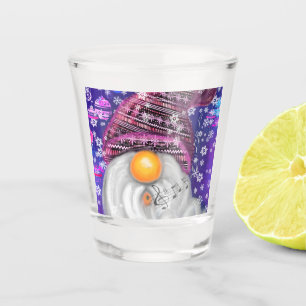 Happy Gnome In Purple Hat Sings A Christmas Song   Shot Glass