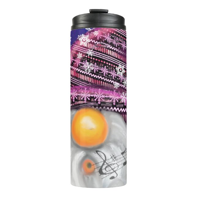 Happy Gnome In Purple Hat Thermal Tumbler (Front)