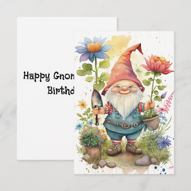 Happy Gnome-tastic Birthday Postcard: Colourful Ga Card (Front/Back)