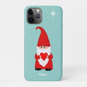 Happy gnome  with heart on teal iPhone 11 pro case