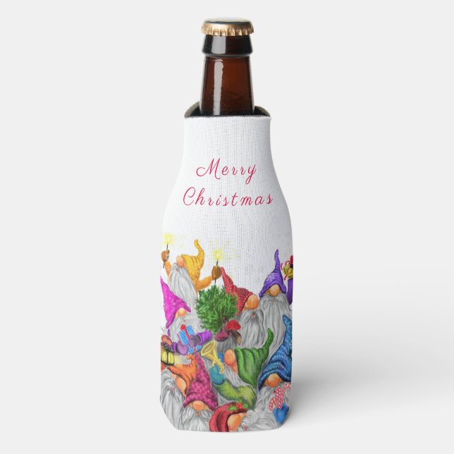 Happy Gnomes Christmas Bottle Cooler (Bottle Front)