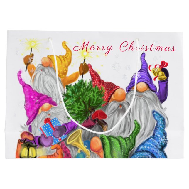 Happy Gnomes Christmas Gift Bag (Back)