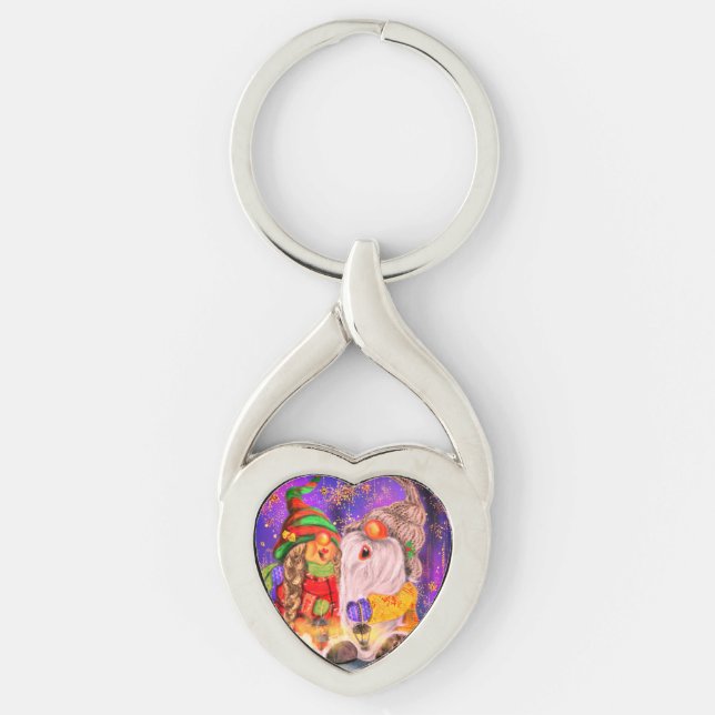 Happy Gnomes Christmas Keychain (Front)